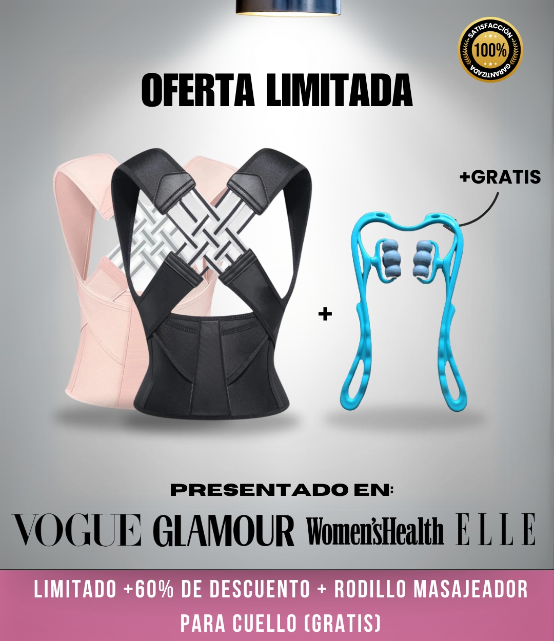 Alinea®X: Corrector de Postura Ultra Confort + Rodillo Masajeador Cuello