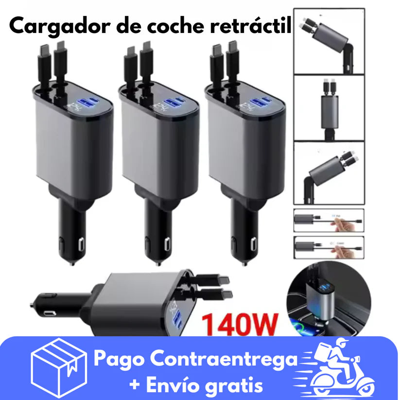 Cargador de teléfono retráctil 4 en 1  de carga rápida, con Starlight