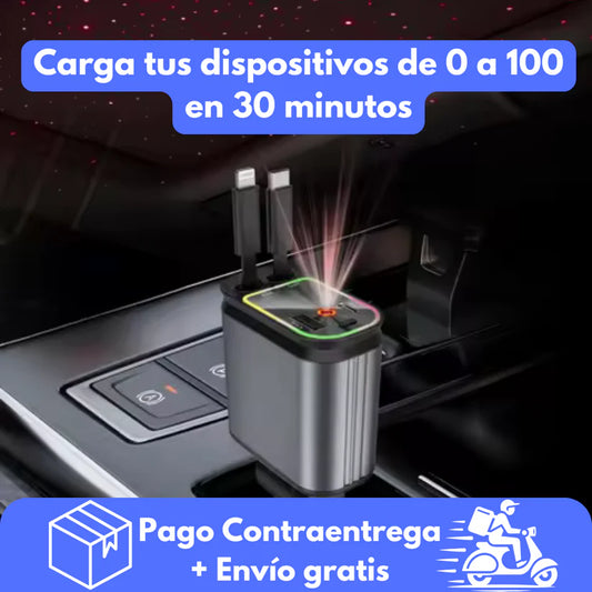 Cargador de teléfono retráctil 4 en 1  de carga rápida, con Starlight