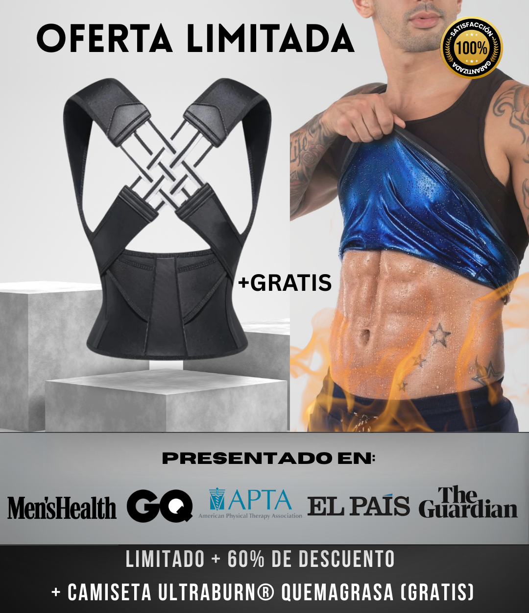 Alinea®X: Corrector de Postura Ultra Confort + Camiseta Ultraburn Quemagrasa (Gratis)