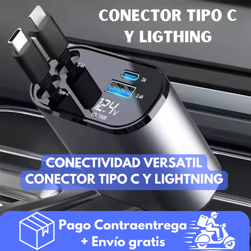 Cargador de teléfono retráctil 4 en 1  de carga rápida, con Starlight